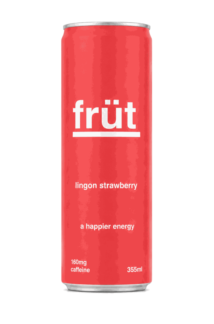früt energy lingon strawberry sparkling fruit energy drink can